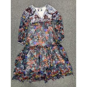 Maeve Anthropologie Dress Womens 4 Boho Floral Tiered Hem Annabella Maxi Peasant